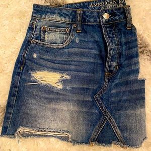 American Eagle Ripped Jean Skirt